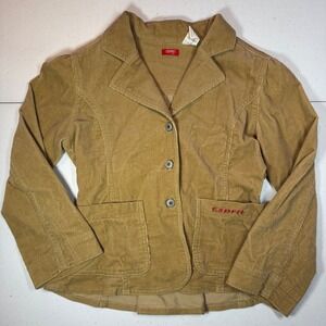Vtg Esprit Kids‎ Girls Tan Corduroy Blazer Jacket Size S Academia Preppy School